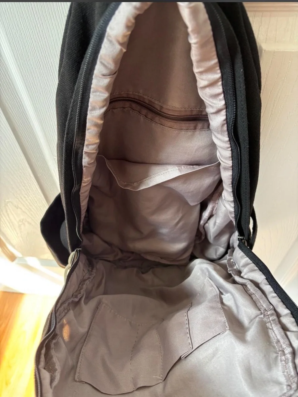 Black Canvas Backpack with Wing Emblem